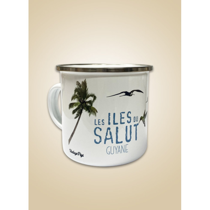 Enamelled metal mug of Guiana "Iles du Salut"