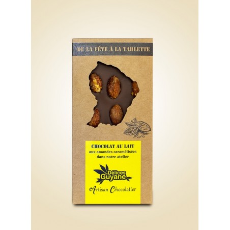 Tablette de chocolat au lait 45% aux amandes caramélisées