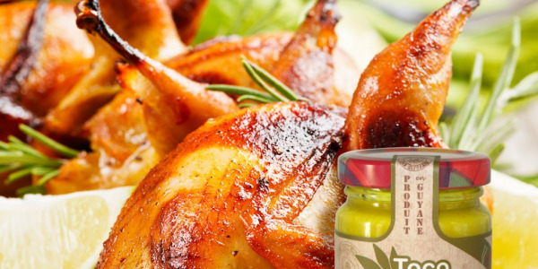 Cailles flambées sauce à la moutarde Diablesse